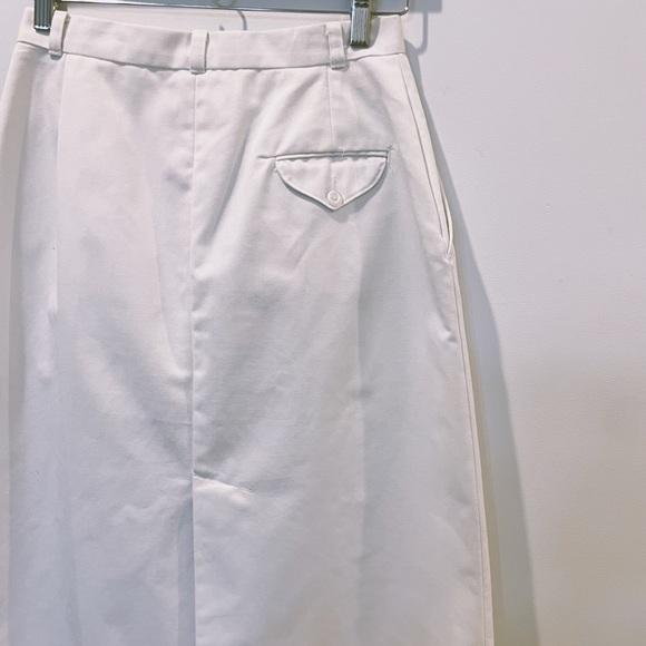 Vintage 80s Silver Unicorn White High Waisted Cotton Pleated A-line Midi Skirt - Picture 5 of 11